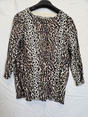 J. Crew Leopard Print Long Sleeve Top in Brown and Black
